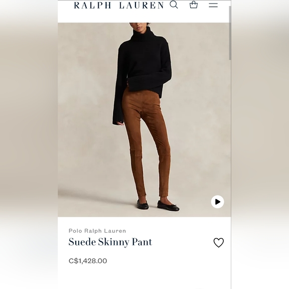NWT $1,500 Polo Ralph Lauren 100% Lambskin Skinny Suede Leggings Pants Tan XS - Picture 5 of 12
